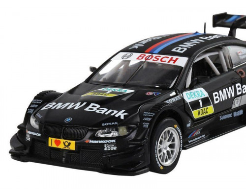 Машина АВТОПАНОРАМА BMW M3 DTM, черный, 1/32, свет, звук, инерция, в/к 17,5*13,5*9 см