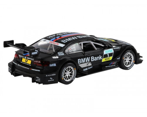 Машина АВТОПАНОРАМА BMW M3 DTM, черный, 1/32, свет, звук, инерция, в/к 17,5*13,5*9 см