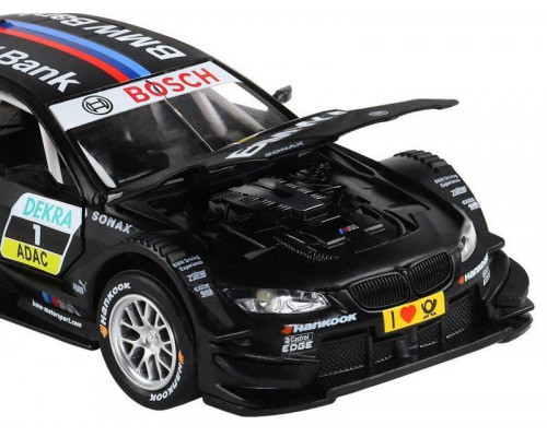 Машина АВТОПАНОРАМА BMW M3 DTM, черный, 1/32, свет, звук, инерция, в/к 17,5*13,5*9 см