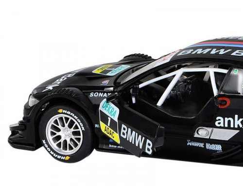 Машина АВТОПАНОРАМА BMW M3 DTM, черный, 1/32, свет, звук, инерция, в/к 17,5*13,5*9 см