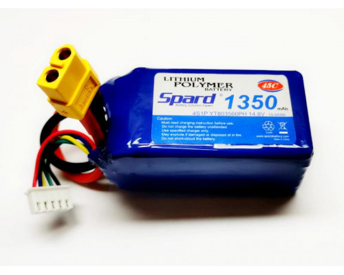 Аккумулятор Li-Po Spard 1350mAh, 14,8V, 45C, XT60