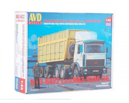 Сборная модель AVD МАЗ-6422 с полуприцепом МАЗ-9506-30, 1/43