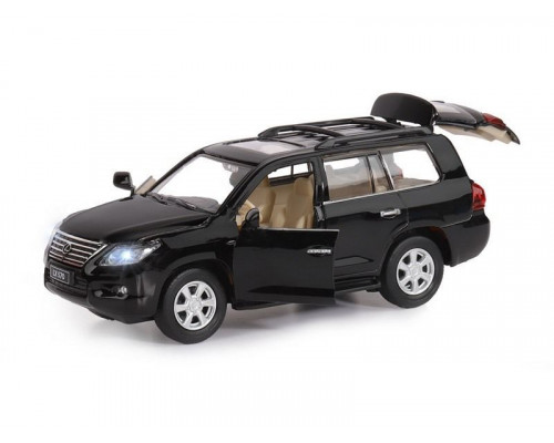 Машина АВТОПАНОРАМА Lexus LX570, черный, 1/32, свет, звук, инерция, в/к 17,5*13,5*9 см