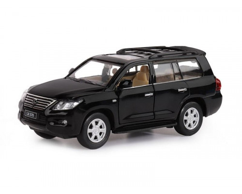 Машина АВТОПАНОРАМА Lexus LX570, черный, 1/32, свет, звук, инерция, в/к 17,5*13,5*9 см