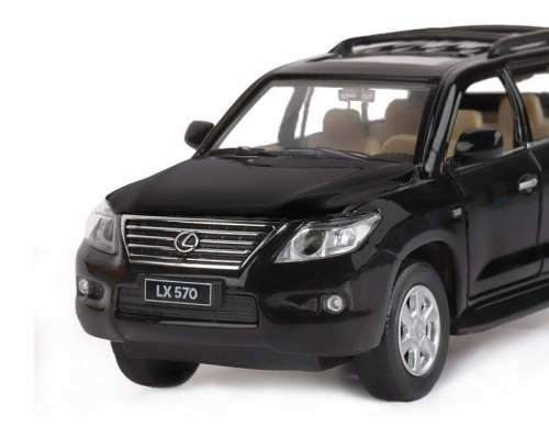 Машина АВТОПАНОРАМА Lexus LX570, черный, 1/32, свет, звук, инерция, в/к 17,5*13,5*9 см