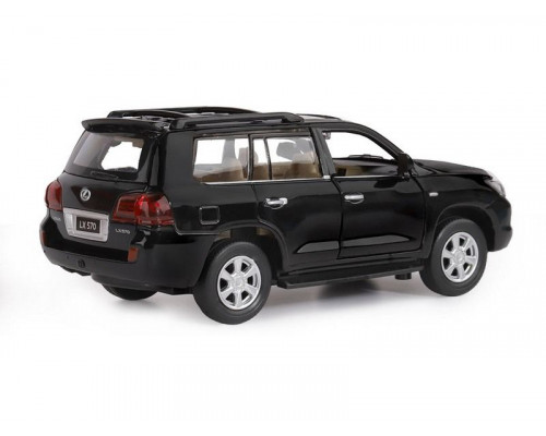 Машина АВТОПАНОРАМА Lexus LX570, черный, 1/32, свет, звук, инерция, в/к 17,5*13,5*9 см