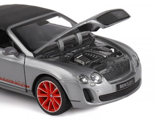 Машина АВТОПАНОРАМА Bentley Continental Supersports ISR, серый мет, 1/24, в/к 24,5*12,5*10,5 см