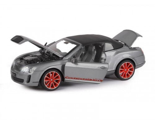 Машина АВТОПАНОРАМА Bentley Continental Supersports ISR, серый мет, 1/24, в/к 24,5*12,5*10,5 см