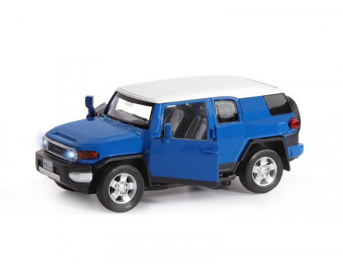 Машина АВТОПАНОРАМА Toyota FJ Cruiser, синий, 1/32, свет, звук, инерция, в/к 17,5*13,5*9 см