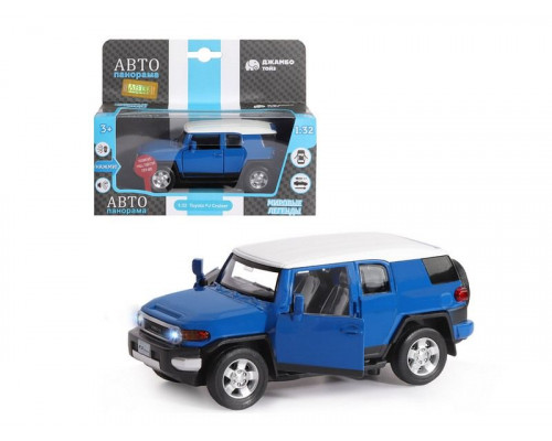 Машина АВТОПАНОРАМА Toyota FJ Cruiser, синий, 1/32, свет, звук, инерция, в/к 17,5*13,5*9 см