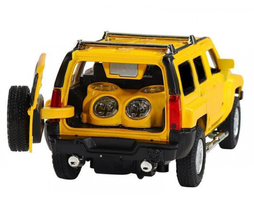 Машина АВТОПАНОРАМА Hummer H3, желтый, 1/32, свет, звук, инерция, в/к 17,5*13,5*9 см