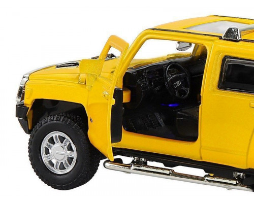 Машина АВТОПАНОРАМА Hummer H3, желтый, 1/32, свет, звук, инерция, в/к 17,5*13,5*9 см