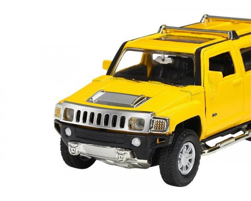 Машина АВТОПАНОРАМА Hummer H3, желтый, 1/32, свет, звук, инерция, в/к 17,5*13,5*9 см