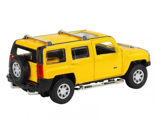 Машина АВТОПАНОРАМА Hummer H3, желтый, 1/32, свет, звук, инерция, в/к 17,5*13,5*9 см