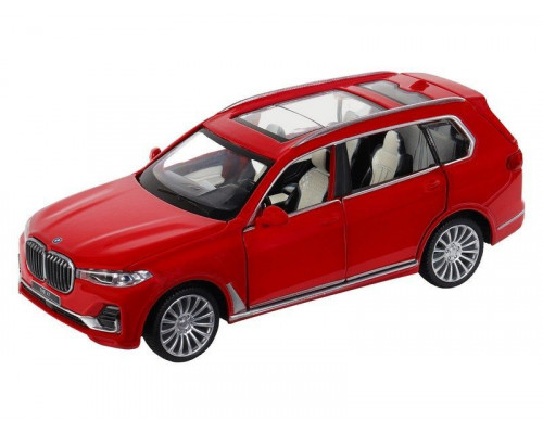 Машина АВТОПАНОРАМА BMW X7, красный, 1/32, свет, звук, инерция, в/к 17,5*13,5*9 см