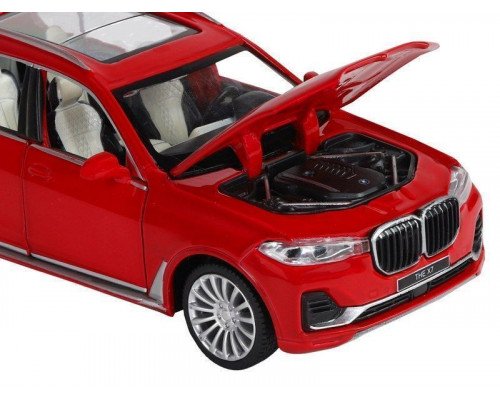 Машина АВТОПАНОРАМА BMW X7, красный, 1/32, свет, звук, инерция, в/к 17,5*13,5*9 см