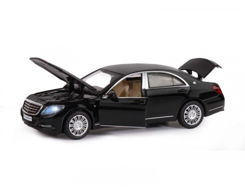 Машина АВТОПАНОРАМА Mercedes-Benz S600, черный, 1/32, свет, звук, инерция, в/к 17,5*13,5*9 см