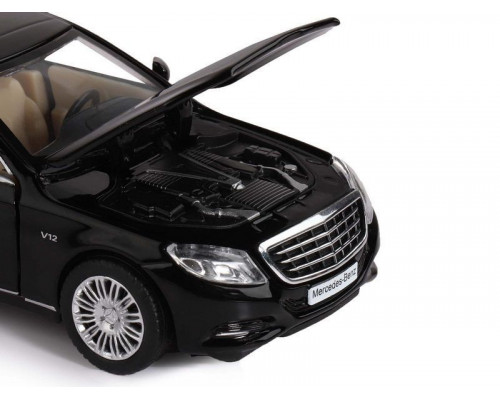 Машина АВТОПАНОРАМА Mercedes-Benz S600, черный, 1/32, свет, звук, инерция, в/к 17,5*13,5*9 см