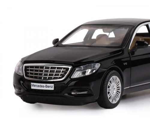 Машина АВТОПАНОРАМА Mercedes-Benz S600, черный, 1/32, свет, звук, инерция, в/к 17,5*13,5*9 см