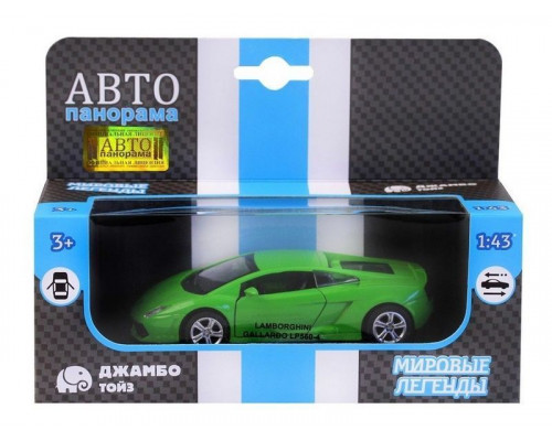 Машина АВТОПАНОРАМА Lamborghini Gallardo LP560-4, 1/43, зеленый, инерция, в/к 17,5*12,5*6,5 см