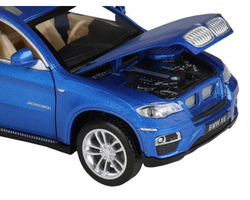 Машина АВТОПАНОРАМА BMW X6, синий, 1/32, свет, звук, инерция, в/к 17,5*13,5*9 см