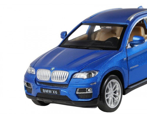 Машина АВТОПАНОРАМА BMW X6, синий, 1/32, свет, звук, инерция, в/к 17,5*13,5*9 см