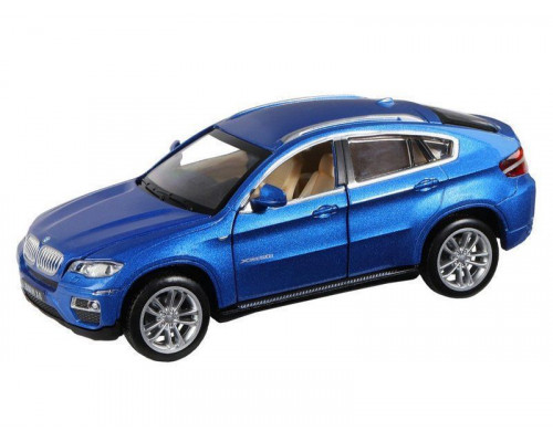 Машина АВТОПАНОРАМА BMW X6, синий, 1/32, свет, звук, инерция, в/к 17,5*13,5*9 см