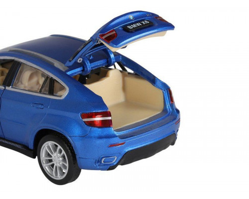 Машина АВТОПАНОРАМА BMW X6, синий, 1/32, свет, звук, инерция, в/к 17,5*13,5*9 см