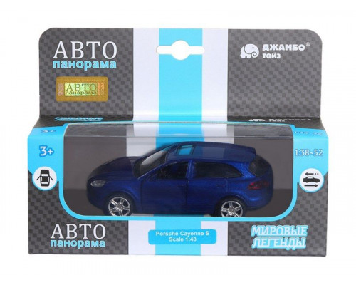 Машина АВТОПАНОРАМА Porsche Cayenne S, синий перламутр, 1/43, инерция, в/к 17,5*12,5*6,5 см