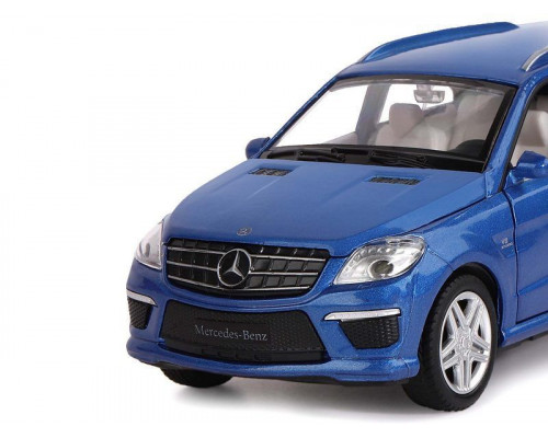 Машина АВТОПАНОРАМА Mercedes-Benz ML63 AMG, синий, 1/32, свет, звук, инерция, в/к 17,5*13,5*9 см