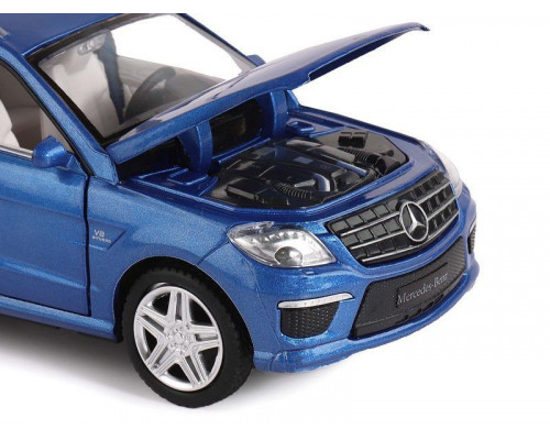 Машина АВТОПАНОРАМА Mercedes-Benz ML63 AMG, синий, 1/32, свет, звук, инерция, в/к 17,5*13,5*9 см