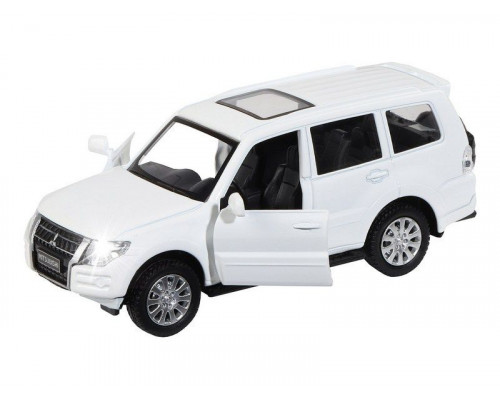 Машина АВТОПАНОРАМА Mitsubishi Pajero 4WD Tubro, белый, 1/43, инерция, в/к 17,5*12,5*6,5 см