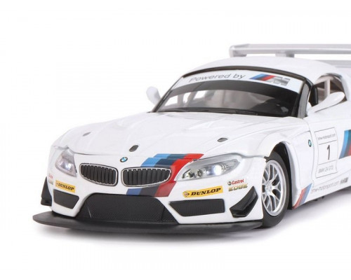 Машина АВТОПАНОРАМА BMW Z4 GT3, белый, 1/24, свет, звук, в/к 24,5*12,5*10,5 см