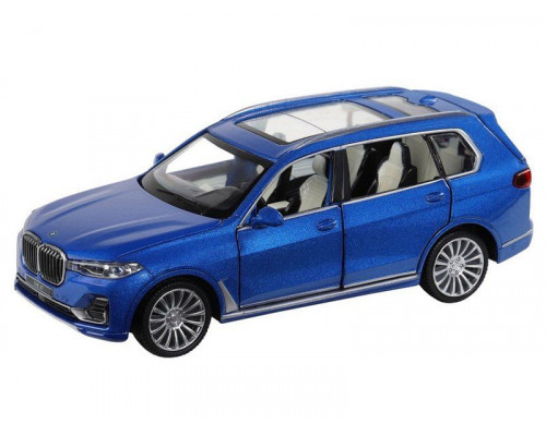 Машина АВТОПАНОРАМА BMW X7, синий, 1/32, свет, звук, инерция, в/к 17,5*13,5*9 см