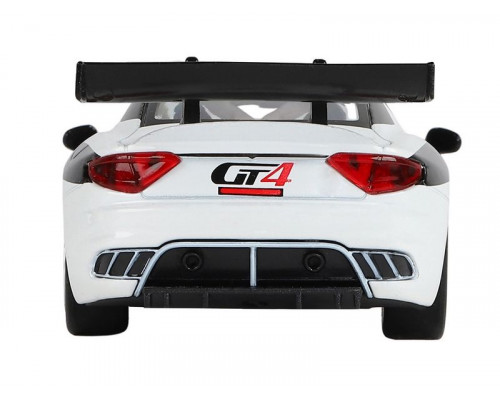 Машина АВТОПАНОРАМА Maserati Gran Turismo MC GT4, белый, 1/32, свет, звук, в/к 17,5*13,5*9 см