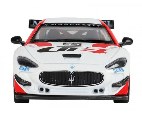 Машина АВТОПАНОРАМА Maserati Gran Turismo MC GT4, белый, 1/32, свет, звук, в/к 17,5*13,5*9 см