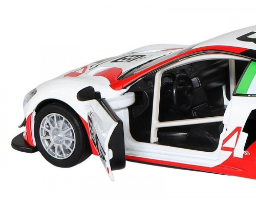 Машина АВТОПАНОРАМА Maserati Gran Turismo MC GT4, белый, 1/32, свет, звук, в/к 17,5*13,5*9 см