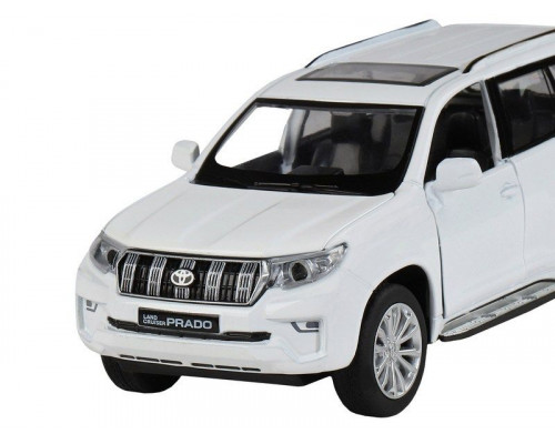 Машина АВТОПАНОРАМА Land Cruiser Prado, белый, 1/32, свет, звук, инерция, в/к 17,5*13,5*9 см