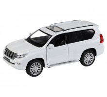 Машина "АВТОПАНОРАМА" Land Cruiser Prado, белый, 1/32, свет, звук, инерция, в/к 17,5*13,5*9 см