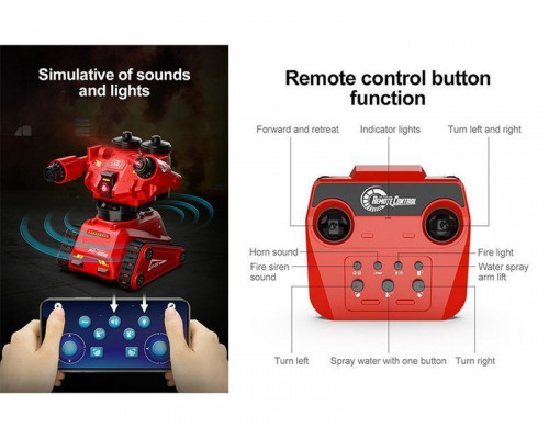Радиоуправляемый пожарный робот Double Eagle FR-E812, 2.4G, поливает водой, свет RTR
