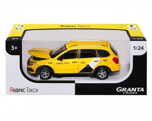 Машина АВТОПАНОРАМА Яндекс.Такси LADA GRANTA CROSS, желтый, 1/24, в/к 24,5*12,5*10,5 см