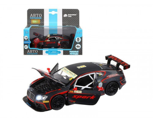 Машина АВТОПАНОРАМА Bentley Continental GT3, черный, 1/32, в/к 17,5*13,5*9 см