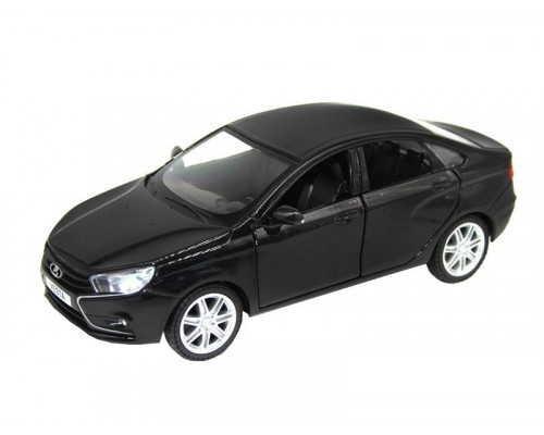 Машина АВТОПАНОРАМА LADA VESTA седан, 1/24,  черный металлик, свет, звук, в/к 24,5*12,5*10,5 см