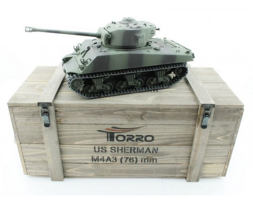 Р/У танк Torro Sherman M4A3 76mm, 1/16 2.4G, ИК-пушка, деревянная коробка