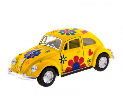 Машина Kinsmart 1967 Volkswagen Classical Beetle with printing инерция (1/12шт.) 1:32 б/к