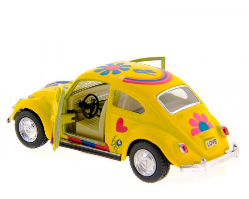 Машина Kinsmart 1967 Volkswagen Classical Beetle with printing инерция (1/12шт.) 1:32 б/к