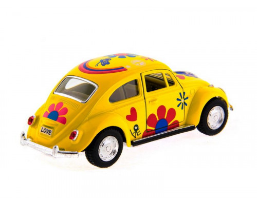 Машина Kinsmart 1967 Volkswagen Classical Beetle with printing инерция (1/12шт.) 1:32 б/к