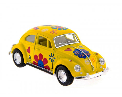 Машина Kinsmart 1967 Volkswagen Classical Beetle with printing инерция (1/12шт.) 1:32 б/к