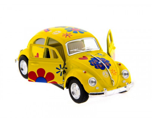 Машина Kinsmart 1967 Volkswagen Classical Beetle with printing инерция (1/12шт.) 1:32 б/к