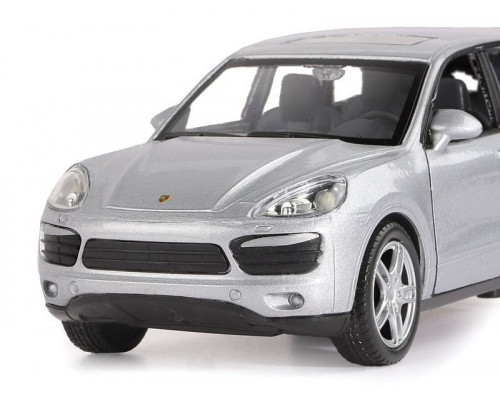 Машина АВТОПАНОРАМА Porsche Cayenne S, серебряный, 1/32, свет, звук, инерция, в/к 17,5*13,5*9 см